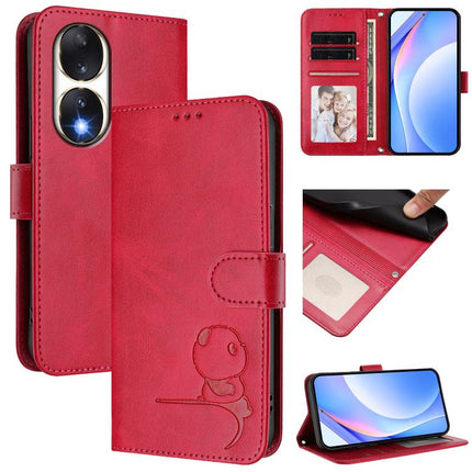Litter Panda Embossing RFID Leather Phone Case with Lanyard, For Honor 90 Lite /  X50i, For Honor 90 Pro, For Honor 90, For Honor X7a / Play7T