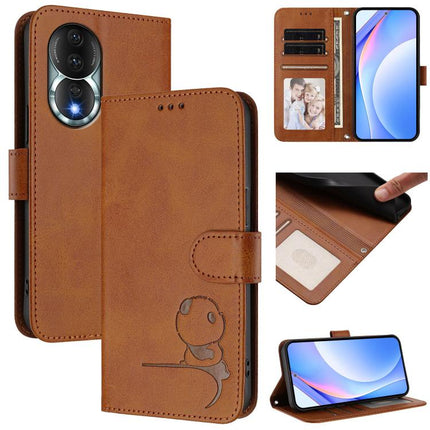 Litter Panda Embossing RFID Leather Phone Case with Lanyard, For Honor Magic5 Pro, For Honor X9a / Magic5 Lite / X40, For Honor 80 GT, For Honor 80