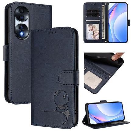 Litter Panda Embossing RFID Leather Phone Case with Lanyard, For Honor X40i, For Honor 70 Pro, For Honor 70, For Honor X8 4G / X30i / Play6T Pro