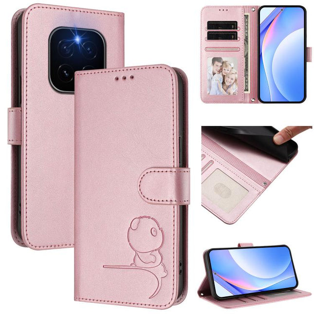 Litter Panda Embossing RFID Leather Phone Case with Lanyard, For Honor GT Pro, For Honor X60 GT, For Honor 400 Pro Global 160.8mm, For Honor 400 Lite Global