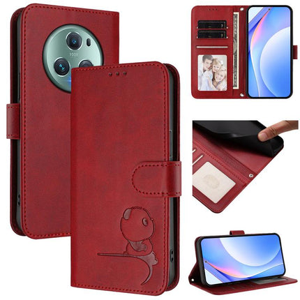 Litter Panda Embossing RFID Leather Phone Case with Lanyard, For Honor Magic5 Pro, For Honor X9a / Magic5 Lite / X40, For Honor 80 GT, For Honor 80