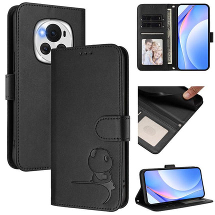 Litter Panda Embossing RFID Leather Phone Case with Lanyard, For Honor Magic6, For Honor X8b 4G, For Honor X9b / Magic6 Lite 5G, For Honor X8a 5G / X8 5G / X6 4G