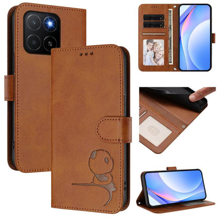 Litter Panda Embossing RFID Leather Phone Case with Lanyard, For Honor X5b / X5b Plus 4G, For Honor 200 Smart 5G / X7c 4G, For Honor X6b / X6a 4G, For Honor 200