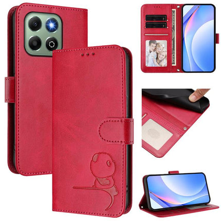 Litter Panda Embossing RFID Leather Phone Case with Lanyard, For Honor X5b / X5b Plus 4G, For Honor 200 Smart 5G / X7c 4G, For Honor X6b / X6a 4G, For Honor 200