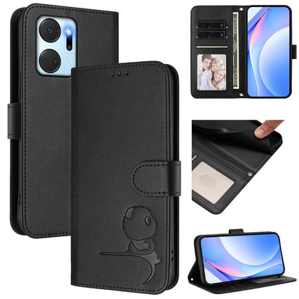 Litter Panda Embossing RFID Leather Phone Case with Lanyard, For Honor 90 Lite /  X50i, For Honor 90 Pro, For Honor 90, For Honor X7a / Play7T