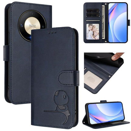 Litter Panda Embossing RFID Leather Phone Case with Lanyard, For Honor Magic6, For Honor X8b 4G, For Honor X9b / Magic6 Lite 5G, For Honor X8a 5G / X8 5G / X6 4G
