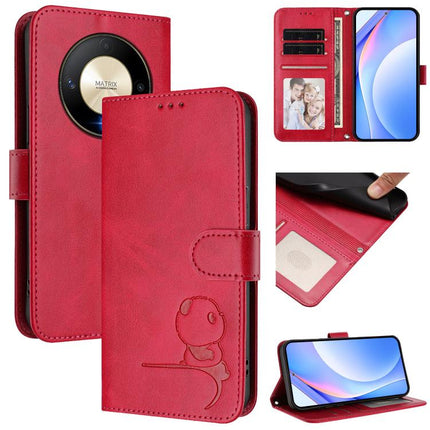 Litter Panda Embossing RFID Leather Phone Case with Lanyard, For Honor Magic6, For Honor X8b 4G, For Honor X9b / Magic6 Lite 5G, For Honor X8a 5G / X8 5G / X6 4G