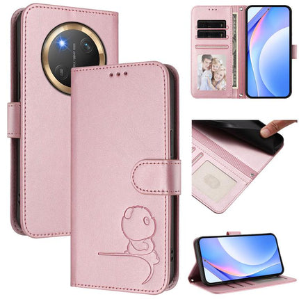 Litter Panda Embossing RFID Leather Phone Case with Lanyard, For Honor 400 Global 156.5mm, For Honor X8c 4G, For Honor X9c / Magic7 Lite 5G, For Honor X9c Smart