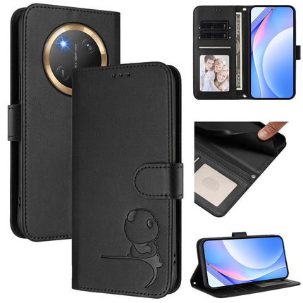 Litter Panda Embossing RFID Leather Phone Case with Lanyard, For Honor 400 Global 156.5mm, For Honor X8c 4G, For Honor X9c / Magic7 Lite 5G, For Honor X9c Smart