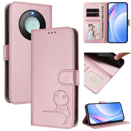 Litter Panda Embossing RFID Leather Phone Case with Lanyard, For Honor 400 Global 156.5mm, For Honor X8c 4G, For Honor X9c / Magic7 Lite 5G, For Honor X9c Smart