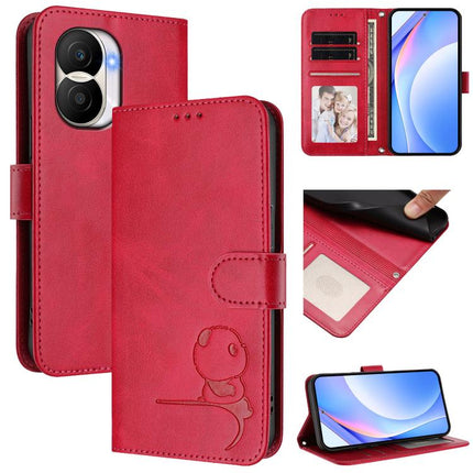 Litter Panda Embossing RFID Leather Phone Case with Lanyard, For Honor X40i, For Honor 70 Pro, For Honor 70, For Honor X8 4G / X30i / Play6T Pro