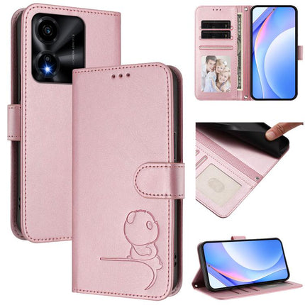 Litter Panda Embossing RFID Leather Phone Case with Lanyard, For Honor Magic8, For Honor Play 70 Plus 5G, For Honor X5c Plus, For Honor X6c
