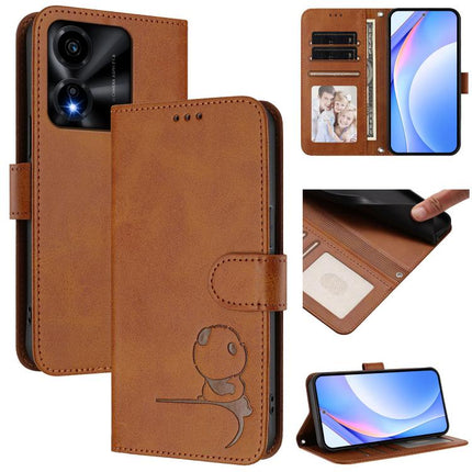 Litter Panda Embossing RFID Leather Phone Case with Lanyard, For Honor Magic8, For Honor Play 70 Plus 5G, For Honor X5c Plus, For Honor X6c