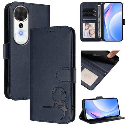 Litter Panda Embossing RFID Leather Phone Case with Lanyard, For Honor Magic8, For Honor Play 70 Plus 5G, For Honor X5c Plus, For Honor X6c