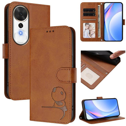 Litter Panda Embossing RFID Leather Phone Case with Lanyard, For Honor Magic8, For Honor Play 70 Plus 5G, For Honor X5c Plus, For Honor X6c