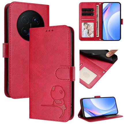 Litter Panda Embossing RFID Leather Phone Case with Lanyard, For Honor 600 Lite Global, For Honor Magic8 Pro Air, For Honor X8d 4G, For Honor Magic8 Pro