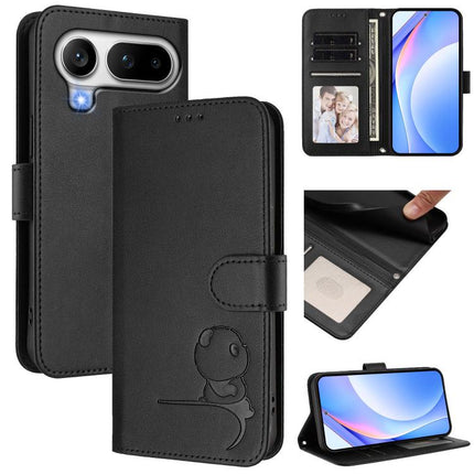 Litter Panda Embossing RFID Leather Phone Case with Lanyard, For Honor 600 Lite Global, For Honor Magic8 Pro Air, For Honor X8d 4G, For Honor Magic8 Pro
