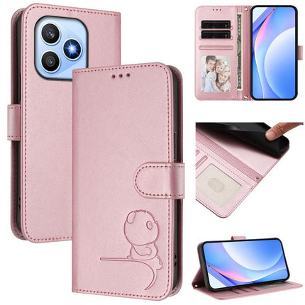 Litter Panda Embossing RFID Leather Phone Case with Lanyard, For Honor 600 Lite Global, For Honor Magic8 Pro Air, For Honor X8d 4G, For Honor Magic8 Pro