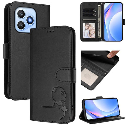Litter Panda Embossing RFID Leather Phone Case with Lanyard, For Honor 600 Lite Global, For Honor Magic8 Pro Air, For Honor X8d 4G, For Honor Magic8 Pro