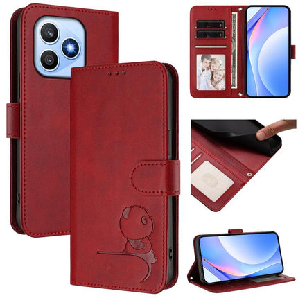 Litter Panda Embossing RFID Leather Phone Case with Lanyard, For Honor 600 Lite Global, For Honor Magic8 Pro Air, For Honor X8d 4G, For Honor Magic8 Pro