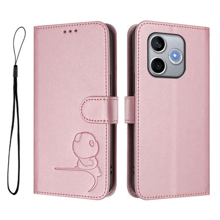 Litter Panda Embossing RFID Leather Phone Case with Lanyard, For Honor 600 Lite Global, For Honor Magic8 Pro Air, For Honor X8d 4G, For Honor Magic8 Pro