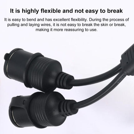 12V-24V 2 in 1 Car Cigarette Lighter Extension Cable with Switch, 0.2m, 0.6m, 1m