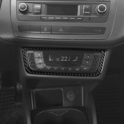 Carbon Fiber Car Air Conditioner Switch Panel B Decorative Sticker for SEAT Ibiza 2009-2014, Left and Right Driver, Air Conditioner Switch Panel B