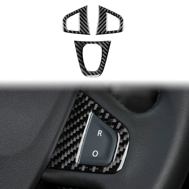 3pcs/Set Carbon Fiber Car Steering Wheel Buttons Decorative Sticker for Renault Fluence 2009-2017 / Megane 2008-2016, Left and Right Driver, Steering Wheel Buttons