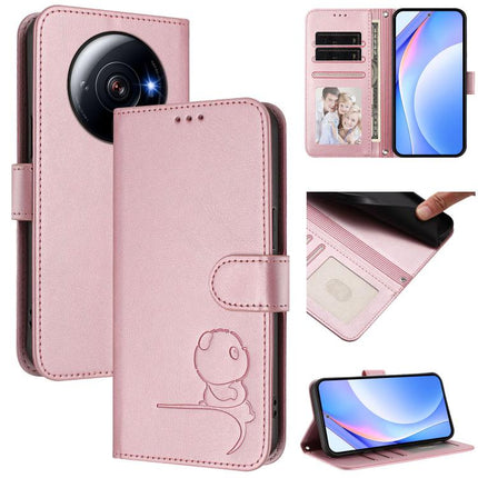 Litter Panda Embossing RFID Leather Phone Case with Lanyard, For Xiaomi 13 Pro, For Xiaomi 13, For Xiaomi 12T / 12T Pro, For Xiaomi 12S Ultra