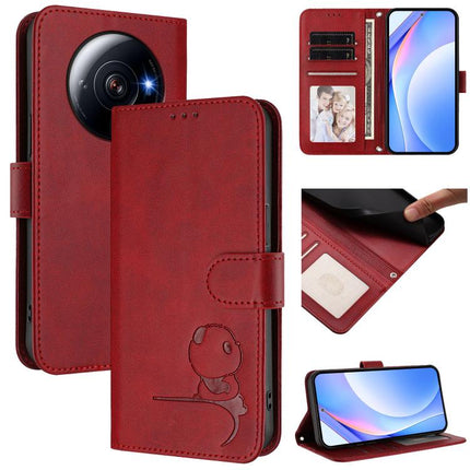 Litter Panda Embossing RFID Leather Phone Case with Lanyard, For Xiaomi 13 Pro, For Xiaomi 13, For Xiaomi 12T / 12T Pro, For Xiaomi 12S Ultra