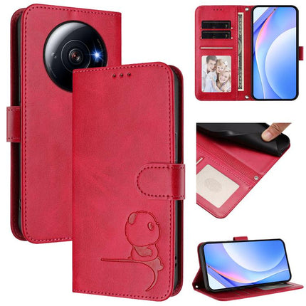 Litter Panda Embossing RFID Leather Phone Case with Lanyard, For Xiaomi 13 Pro, For Xiaomi 13, For Xiaomi 12T / 12T Pro, For Xiaomi 12S Ultra