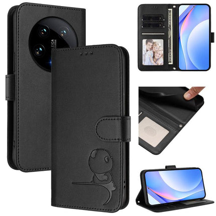 Litter Panda Embossing RFID Leather Phone Case with Lanyard, For Xiaomi Poco X6 Pro, For Xiaomi 14 Ultra, For Xiaomi 14 Pro, For Xiaomi 14