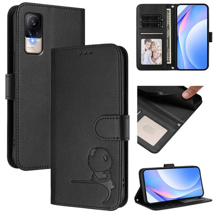 Litter Panda Embossing RFID Leather Phone Case with Lanyard, For Xiaomi Poco C40, For Xiaomi Civi 1S, For Xiaomi Poco M4 Pro 4G, For Xiaomi Poco X4 Pro 5G