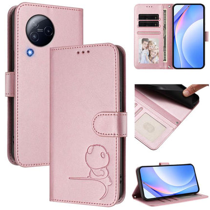 Litter Panda Embossing RFID Leather Phone Case with Lanyard, For Xiaomi 13T / 13T Pro, For Xiaomi 13 Ultra, For Xiaomi Civi 3, For Xiaomi 13 Lite / Civi 2