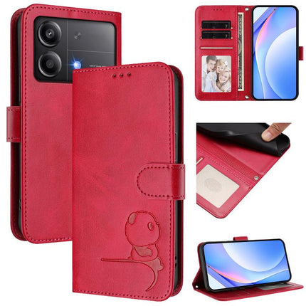 Litter Panda Embossing RFID Leather Phone Case with Lanyard, For Xiaomi Poco F6, For Xiaomi Poco F7, For Xiaomi Poco F6 Pro, For Xiaomi Poco X6 Neo