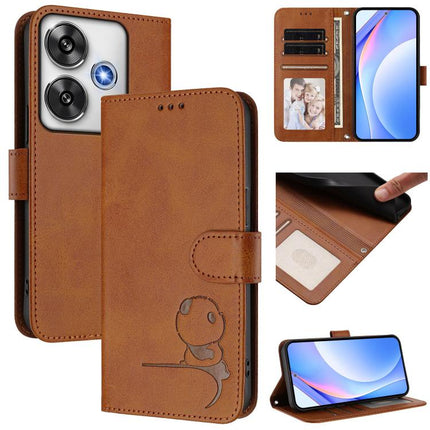 Litter Panda Embossing RFID Leather Phone Case with Lanyard, For Xiaomi Poco F6, For Xiaomi Poco F7, For Xiaomi Poco F6 Pro, For Xiaomi Poco X6 Neo