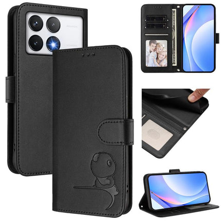 Litter Panda Embossing RFID Leather Phone Case with Lanyard, For Xiaomi Poco F6, For Xiaomi Poco F7, For Xiaomi Poco F6 Pro, For Xiaomi Poco X6 Neo