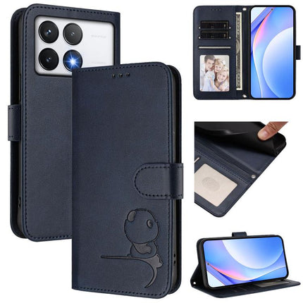 Litter Panda Embossing RFID Leather Phone Case with Lanyard, For Xiaomi Poco F6, For Xiaomi Poco F7, For Xiaomi Poco F6 Pro, For Xiaomi Poco X6 Neo