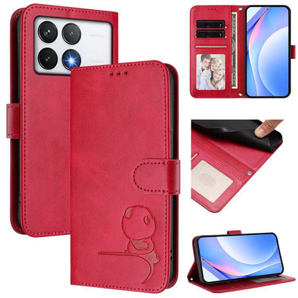 Litter Panda Embossing RFID Leather Phone Case with Lanyard, For Xiaomi Poco F6, For Xiaomi Poco F7, For Xiaomi Poco F6 Pro, For Xiaomi Poco X6 Neo