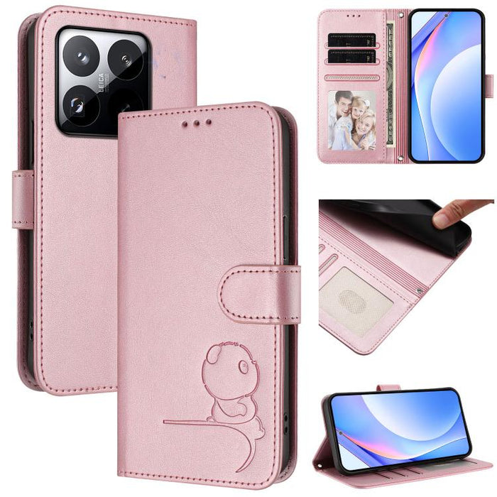 Litter Panda Embossing RFID Leather Phone Case with Lanyard, For Xiaomi 15T, For Xiaomi Poco F7 Ultra / Redmi K80 Pro, For Xiaomi Poco F7 Pro / Redmi K80, For Xiaomi Poco M7 5G / C75 4G