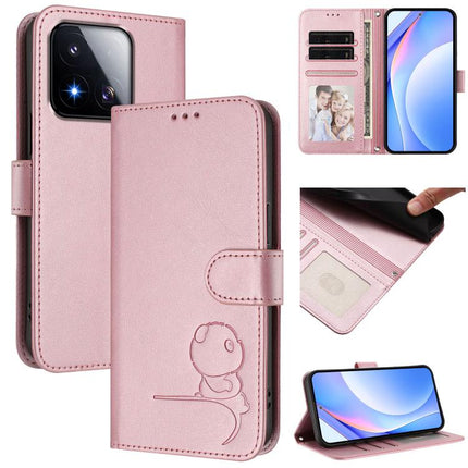 Litter Panda Embossing RFID Leather Phone Case with Lanyard, For Xiaomi 17 Max 5G, For Xiaomi 17T Pro, For Xiaomi Poco M7 4G 169mm, For Xiaomi 15T Pro