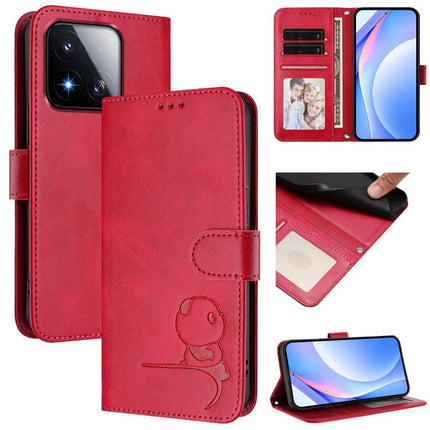 Litter Panda Embossing RFID Leather Phone Case with Lanyard, For Xiaomi 17 Max 5G, For Xiaomi 17T Pro, For Xiaomi Poco M7 4G 169mm, For Xiaomi 15T Pro