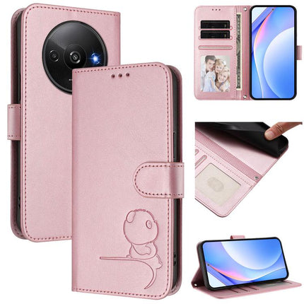 Litter Panda Embossing RFID Leather Phone Case with Lanyard, For Redmi A3 / A3x / Xiaomi Poco C61, For Redmi 13C 4G / 5G / Poco C65, For Redmi Note 13 4G, For Redmi Note 13 Pro 5G / Poco X6