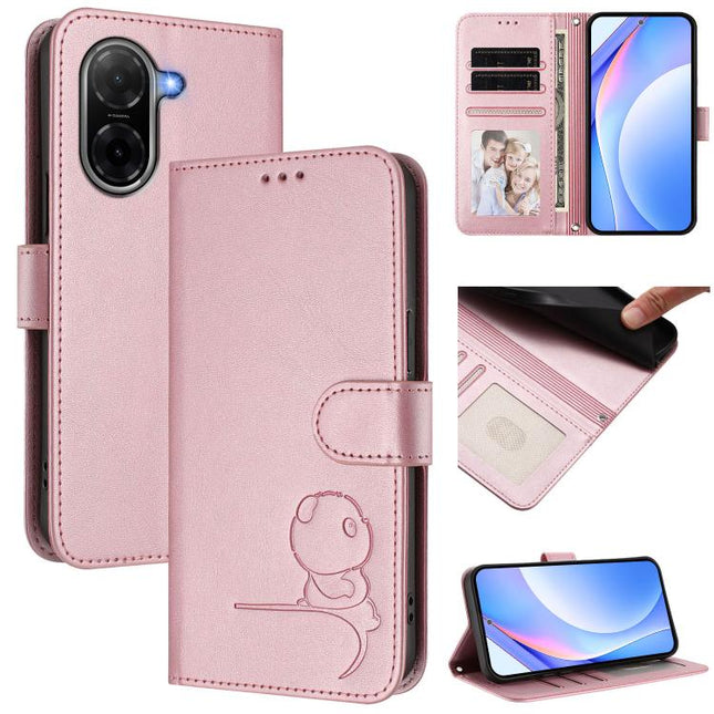 Litter Panda Embossing RFID Leather Phone Case with Lanyard, For Redmi A7 / A5 4G 171mm / Poco C71, For Redmi K90 Max 5G, For Redmi A7 Pro 171mm / Poco C85x 5G, For Redmi Turbo 5 Max / Poco X8 Pro Max