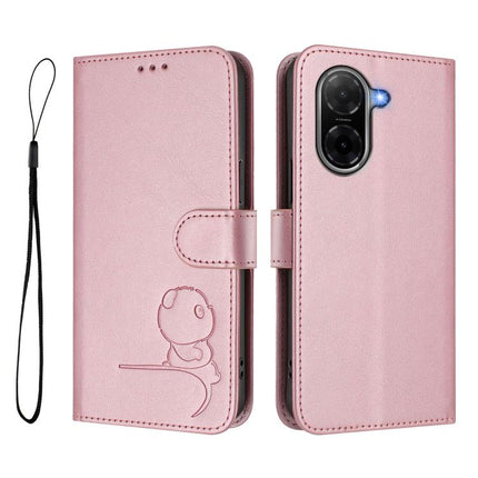 Litter Panda Embossing RFID Leather Phone Case with Lanyard, For Redmi A7 / A5 4G 171mm / Poco C71, For Redmi K90 Max 5G, For Redmi A7 Pro 171mm / Poco C85x 5G, For Redmi Turbo 5 Max / Poco X8 Pro Max