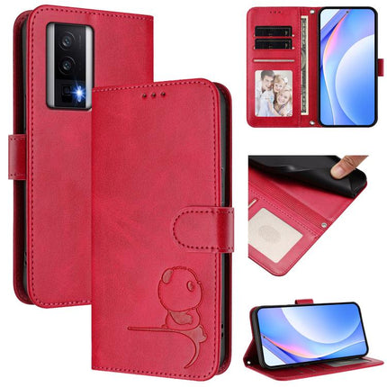 Litter Panda Embossing RFID Leather Phone Case with Lanyard, For Redmi Note 12 Turbo / Xiaomi Poco F5, For Redmi K60 / K60 Pro / Poco F5 Pro, For Redmi A1+ / A2+ / Poco C50 / C51, For Redmi Note 12 4G Global