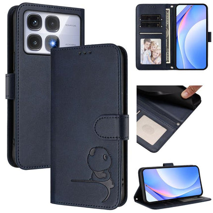 Litter Panda Embossing RFID Leather Phone Case with Lanyard, For Redmi Note 14 Pro 4G, For Redmi Note 14 4G 163.25mm, For Redmi 14C 4G / 14R 5G / A4 5G, For Redmi K70 Ultra
