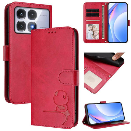 Litter Panda Embossing RFID Leather Phone Case with Lanyard, For Redmi Note 14 Pro 4G, For Redmi Note 14 4G 163.25mm, For Redmi 14C 4G / 14R 5G / A4 5G, For Redmi K70 Ultra