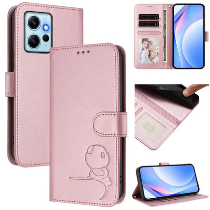 Litter Panda Embossing RFID Leather Phone Case with Lanyard, For Redmi Note 12 Turbo / Xiaomi Poco F5, For Redmi K60 / K60 Pro / Poco F5 Pro, For Redmi A1+ / A2+ / Poco C50 / C51, For Redmi Note 12 4G Global