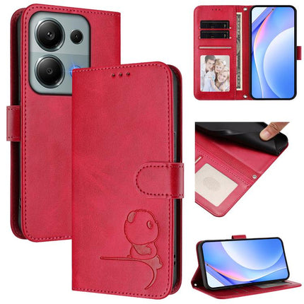 Litter Panda Embossing RFID Leather Phone Case with Lanyard, For Redmi Note 13 Pro 4G / Note 14S, For Redmi Note 14 4G 164.84mm, For Redmi Note 14 Pro 5G / 14 Pro+ 5G, For Redmi Note 14 5G Global / India